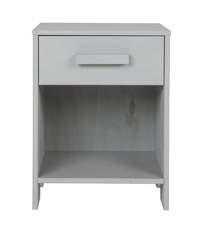 WOOOD Dennis Nachtkastje - Grenen Geborsteld - Betongrijs - 52x39x36 2 WOOOD Dennis Nachtkastje - Grenen Geborsteld - Betongrijs - 52x39x36