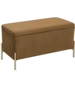Leitmotiv Bank Snog XL - Velvet Cognac Bruin, Goud Geverfde Poten - 90x45x45cm