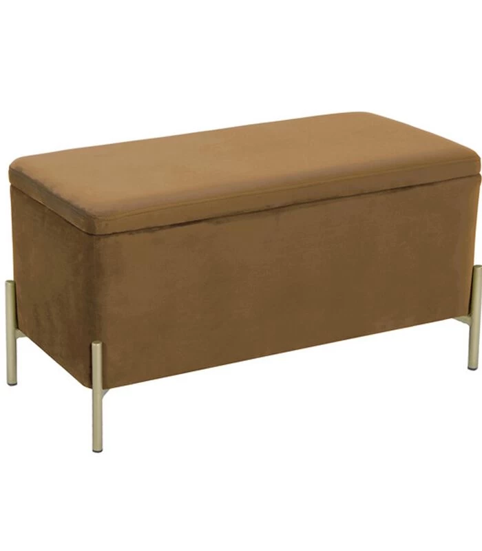 Leitmotiv Bank Snog XL - Velvet Cognac Bruin, Goud Geverfde Poten - 90x45x45cm 3 Leitmotiv Bank Snog XL - Velvet Cognac Bruin, Goud Geverfde Poten - 90x45x45cm