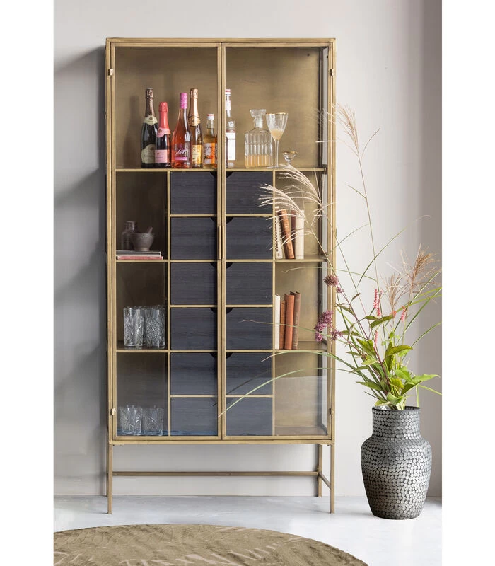 Exclusive Kayaz Vitrinekast - Metaal - Brass - 187x90x40 4 Exclusive Kayaz Vitrinekast - Metaal - Brass - 187x90x40 - Afbeelding 2