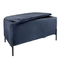 Leitmotiv Bank Snog XL - Velvet Donkerblauw, Mat Zwarte Poten - 90x45x45cm