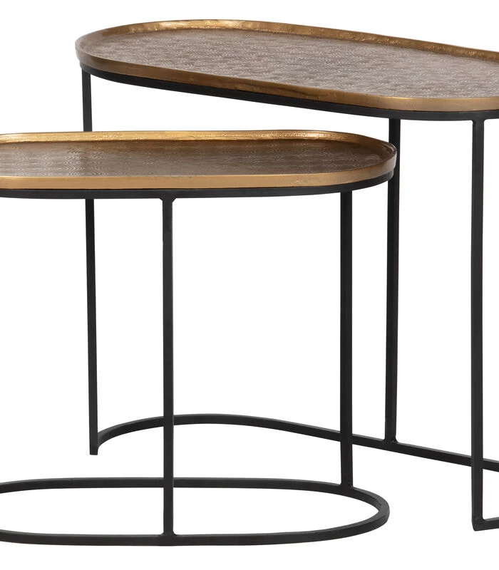 BePureHome Embrace Bijzettafel - Metaal - Antique Brass - Set Van 2 4 BePureHome Embrace Bijzettafel - Metaal - Antique Brass - Set Van 2 - Afbeelding 2