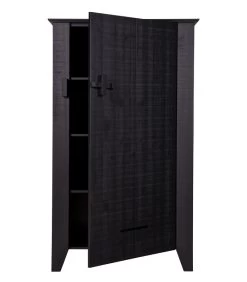 WOOOD Gijs Boerenkast - Grenen Bezaagd - Zwart - 142x85x38 -Meubilair Verkoop 9f6c975efe09426c957e584fdabdb817