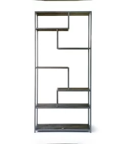 Midtown Book Cabinet - Gerecycled Eikenhout, Gerecycled Essenhout, IJzer - 100.0x35.0x213.0 Cm