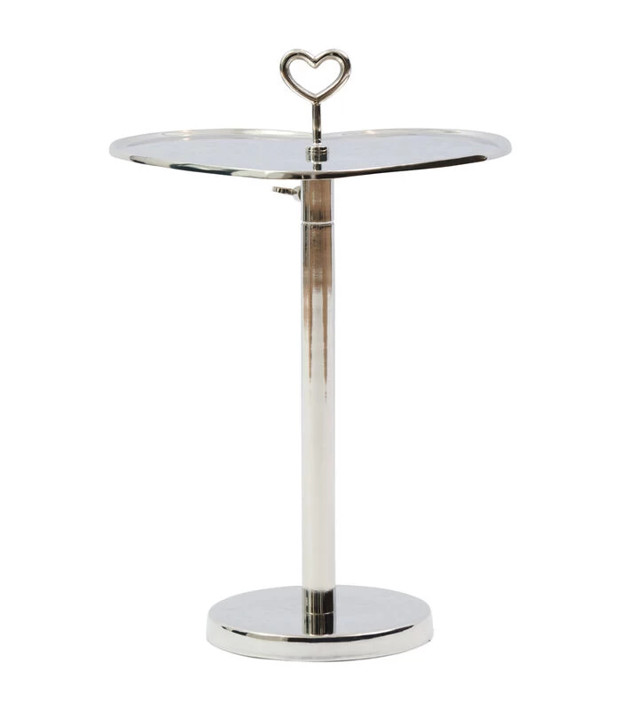 Bijzettafel Verstelbaar - Lovely Heart Adjustable End Table - Zilver 3 Bijzettafel Verstelbaar - Lovely Heart Adjustable End Table - Zilver
