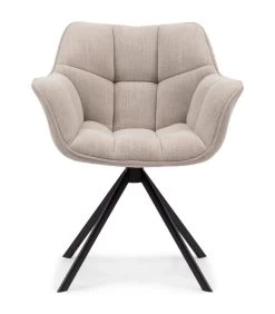 Eetkamerstoel Met Armleuning - Carnaby Dining Armchair Mouliné - Linnen - Naturel