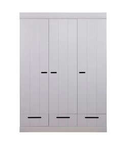WOOOD Connect Kast 3-Deurs Met Lade - Grenen - Betongrijs - 195x140x53