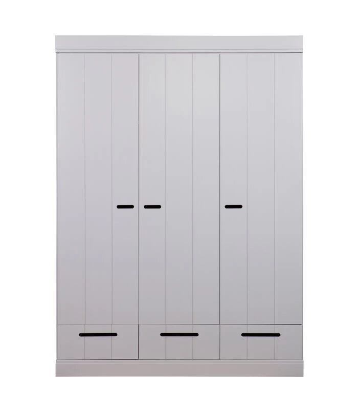 WOOOD Connect Kast 3-Deurs Met Lade - Grenen - Betongrijs - 195x140x53 3 WOOOD Connect Kast 3-Deurs Met Lade - Grenen - Betongrijs - 195x140x53