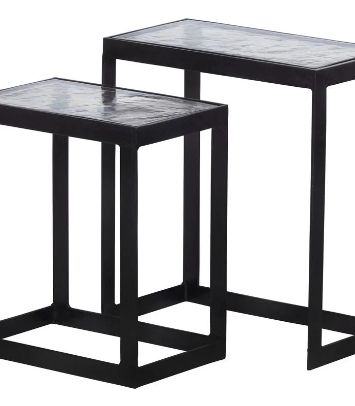 Dia Bijzettafels - Metaal/glas - Antique Brass - Set Van 2 4 Dia Bijzettafels - Metaal/glas - Antique Brass - Set Van 2 - Afbeelding 2