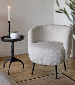 Riviera Maison Fauteuil Met Armleuning - Corralillo Armchair - Bouclé Stof - Wit -Meubilair Verkoop b51b6a02cbe14660a57501682c443292