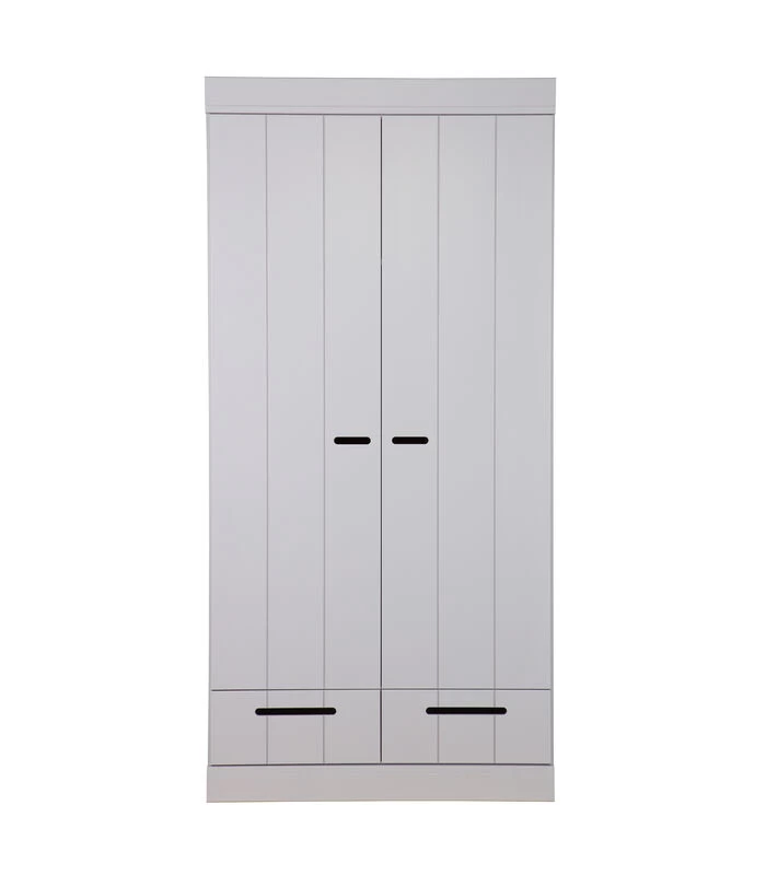 WOOOD Connect Kast 2-Deurs Met Lade - Grenen - Betongrijs - 195x94x53 3 WOOOD Connect Kast 2-Deurs Met Lade - Grenen - Betongrijs - 195x94x53