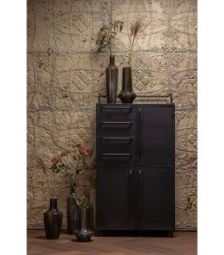 BePureHome Black Beauty Kast Op Wielen - Metaal - Zwart - 144x75x39 -Meubilair Verkoop bbcd46c3293540d38280ef120f25fa6f