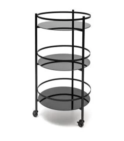 Serveerwagen 48xH96cm 3 Lagen Zwart Bar