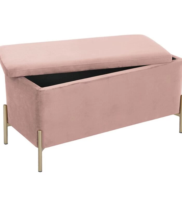 Leitmotiv Bank Snog XL - Velvet Roze, Goud Geverfde Poten - 90x45x45cm 4 Leitmotiv Bank Snog XL - Velvet Roze, Goud Geverfde Poten - 90x45x45cm - Afbeelding 2