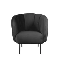 Leitmotiv Fauteuil Tulip Velvet - Zwart - 76x71x81cm