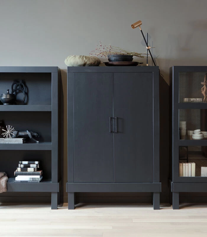 Bonk Open Kast - Grenen - Zwart - 160x103x37 4 Bonk Open Kast - Grenen - Zwart - 160x103x37 - Afbeelding 2