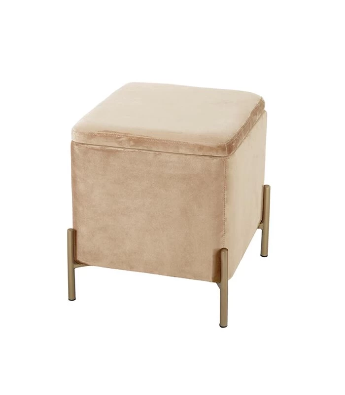 Leitmotiv Poef Snog - Zandbruin/Goud - 45x45x47cm 3 Leitmotiv Poef Snog - Zandbruin/Goud - 45x45x47cm