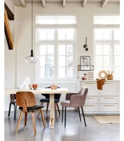 VTwonen Scroll Eetkamerstoel - Stof - Warm Grijs - 76x53x50 -Meubilair Verkoop c6486e2f27324874a2b18a33c39a4af6