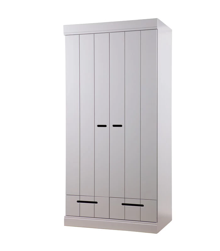 WOOOD Connect Kast 2-Deurs Met Lade - Grenen - Betongrijs - 195x94x53 4 WOOOD Connect Kast 2-Deurs Met Lade - Grenen - Betongrijs - 195x94x53 - Afbeelding 2