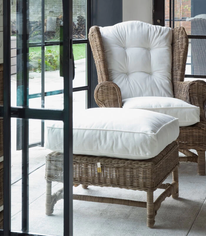 Poef - Hocker - Nicolas Wing Chair Voetenbankje - Bruin 4 Poef - Hocker - Nicolas Wing Chair Voetenbankje - Bruin - Afbeelding 2