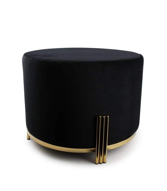 Poef 55xH40cm Velvet Zwart Misa 3 Poef 55xH40cm Velvet Zwart Misa