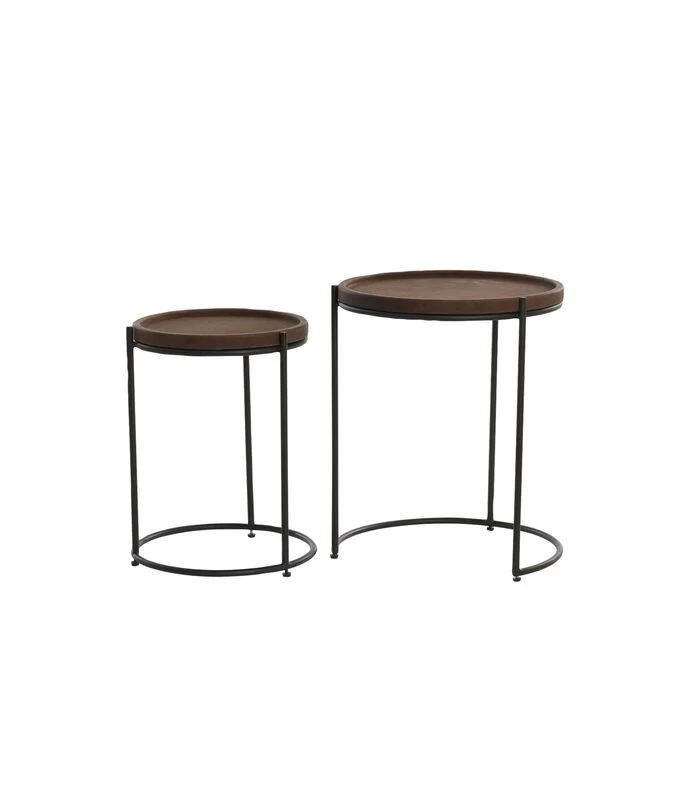 Bijzettafel Jairo - Bruin/Zwart - Ø53+Ø45,5cm 7 Bijzettafel Jairo - Bruin/Zwart - Ø53+Ø45,5cm - Afbeelding 5