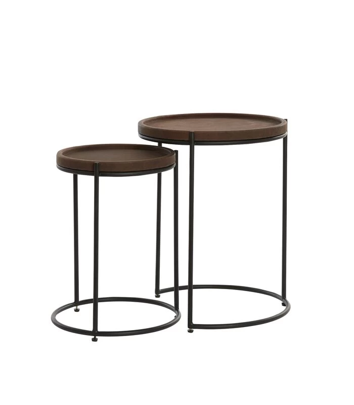 Bijzettafel Jairo - Bruin/Zwart - Ø53+Ø45,5cm 3 Bijzettafel Jairo - Bruin/Zwart - Ø53+Ø45,5cm