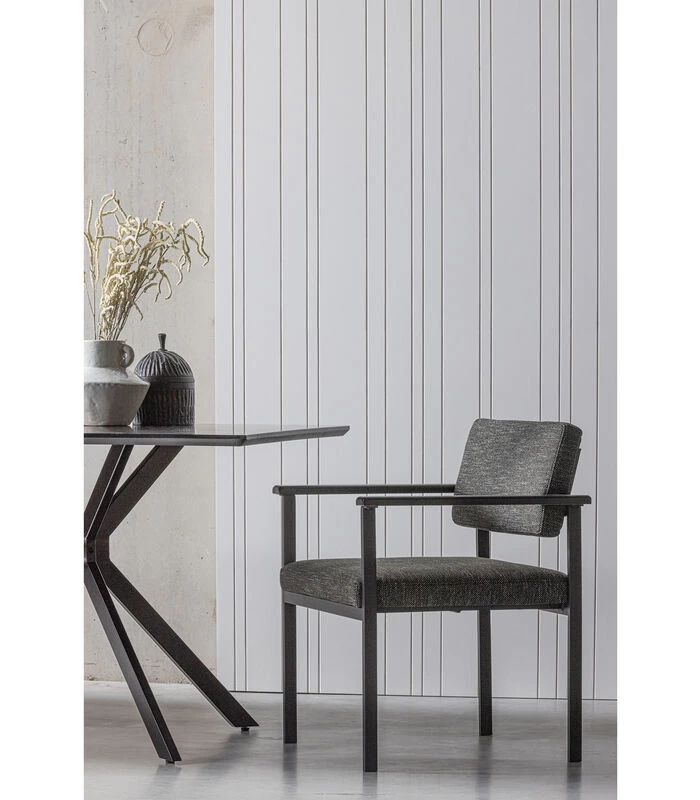 WOOOD Eetkamerstoel Gust - Polyester - Donkergrijs - Set Van 2 4 WOOOD Eetkamerstoel Gust - Polyester - Donkergrijs - Set Van 2 - Afbeelding 2