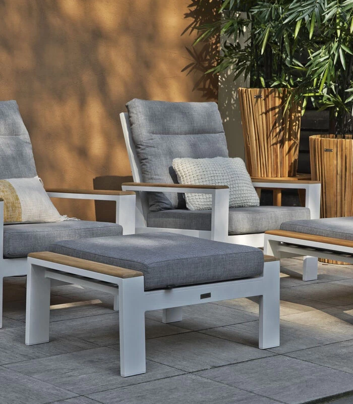 Verstelbare Tuinstoel Buiten - Aluminium - Wit - 93x82x84 4 Verstelbare Tuinstoel Buiten - Aluminium - Wit - 93x82x84 - Afbeelding 2