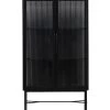 WOOOD Zion Vitrinekast Met Ribglas - Metaal - Zwart - 150x85x38