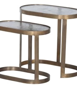 BePureHome Clean Bijzettafels - Metaal/Glas - Brass - Set Van 2