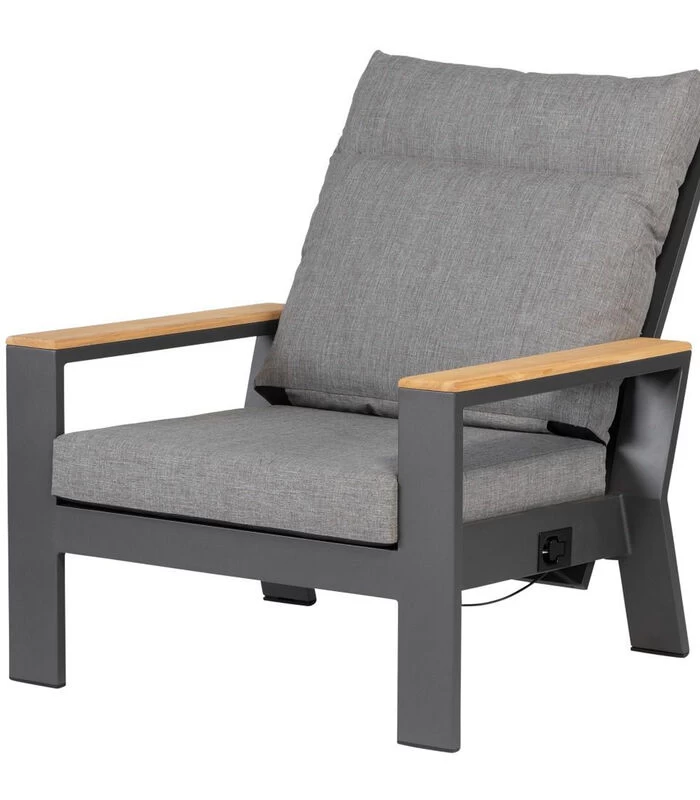 Verstelbare Tuinstoel Buiten - Aluminium - Antraciet - 93x82x84 4 Verstelbare Tuinstoel Buiten - Aluminium - Antraciet - 93x82x84 - Afbeelding 2