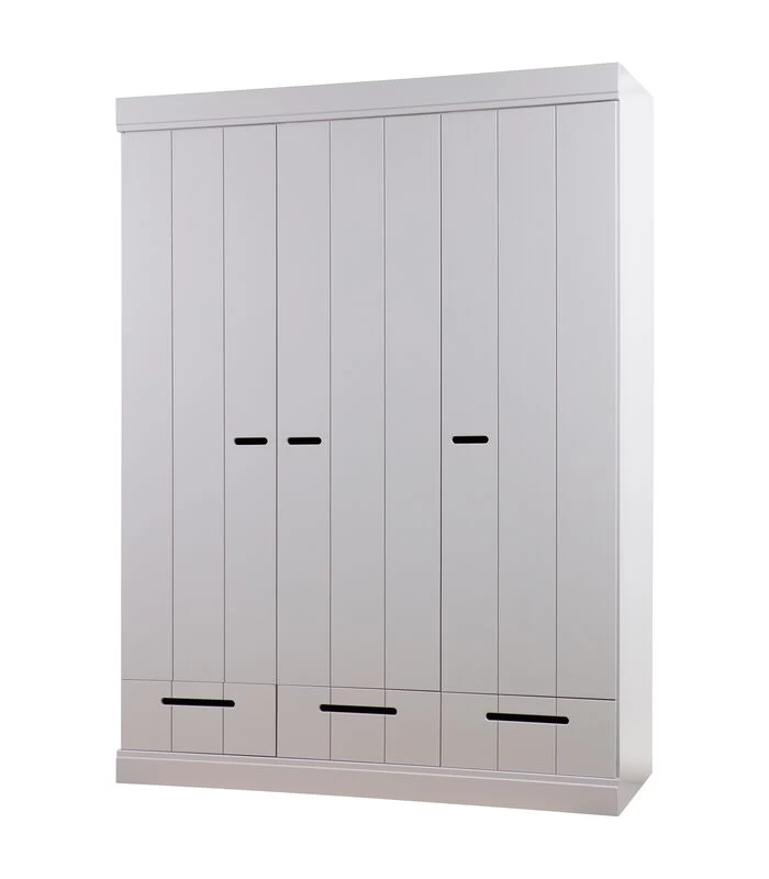 WOOOD Connect Kast 3-Deurs Met Lade - Grenen - Betongrijs - 195x140x53 4 WOOOD Connect Kast 3-Deurs Met Lade - Grenen - Betongrijs - 195x140x53 - Afbeelding 2