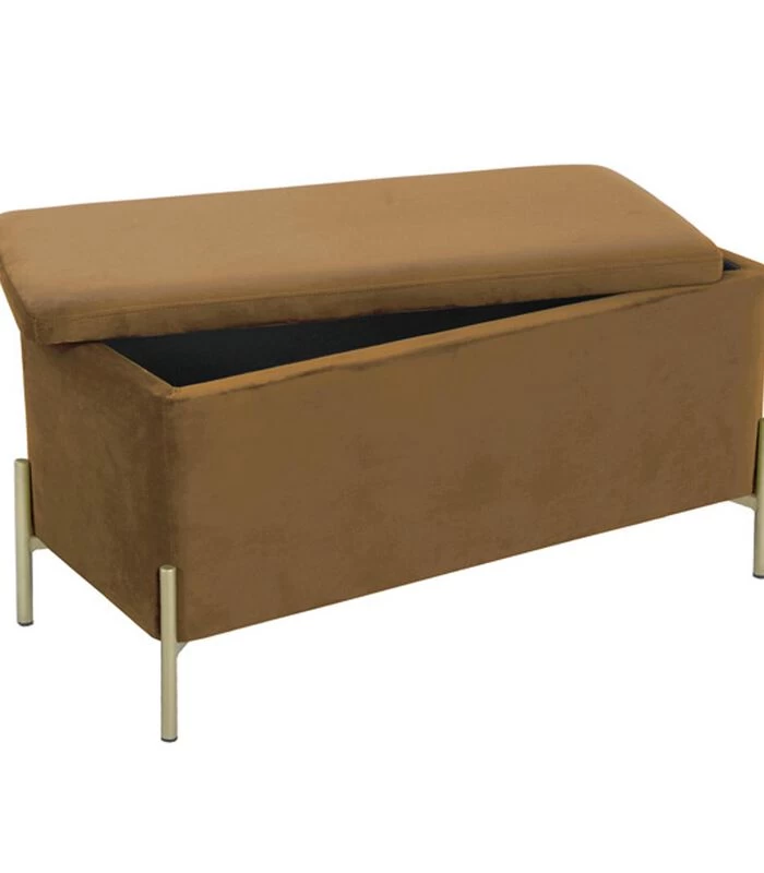 Leitmotiv Bank Snog XL - Velvet Cognac Bruin, Goud Geverfde Poten - 90x45x45cm 4 Leitmotiv Bank Snog XL - Velvet Cognac Bruin, Goud Geverfde Poten - 90x45x45cm - Afbeelding 2
