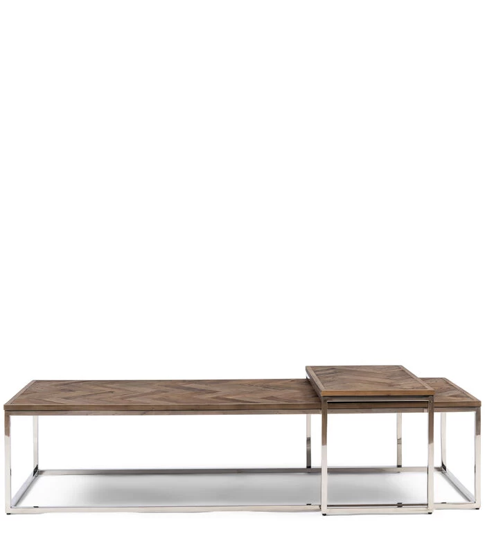 Salontafel Industrieel 170x70 Cm - Bushwick Table - Set Van 2 Stuks - Zilver 3 Salontafel Industrieel 170x70 Cm - Bushwick Table - Set Van 2 Stuks - Zilver