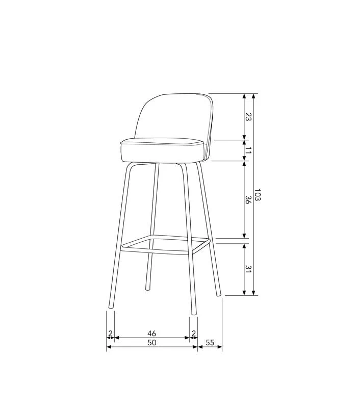 BePureHome Vogue Barstoel - Fluweel - Roest - 103x50x55 4 BePureHome Vogue Barstoel - Fluweel - Roest - 103x50x55 - Afbeelding 2