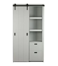 VTwonen Slide Barn Kast - Bezaagd Grenen - Betongrijs - 230x122x37